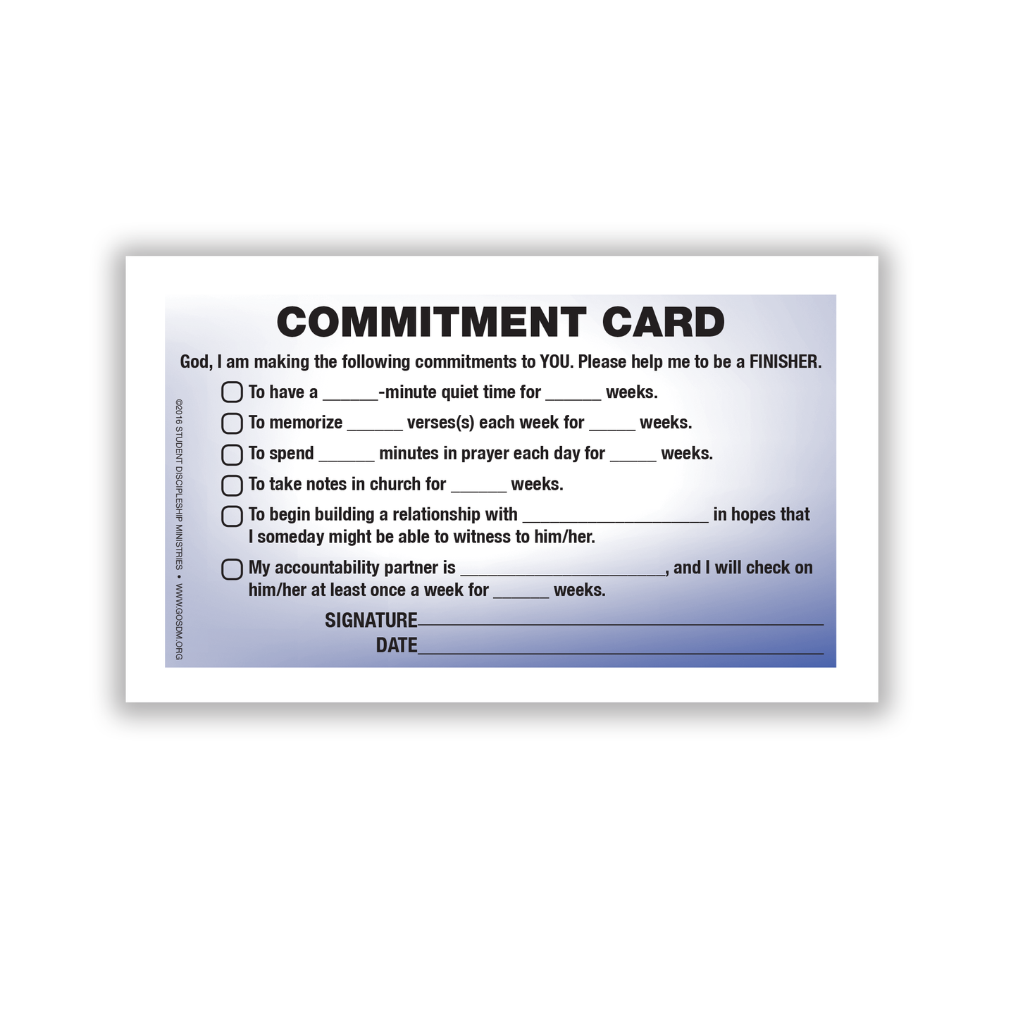 Discipleship Commitment Card